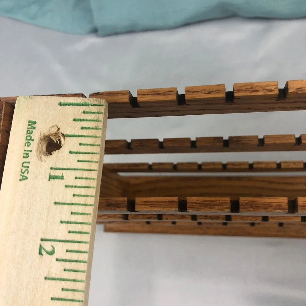 Handmade Solid Oak Wood 3 Tier Earring Holder Organizer Display Stand Brown